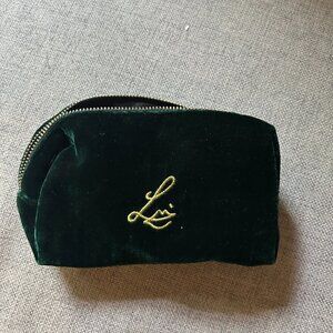 NWOT lisa eldridge forest green velvet luxury beauty bag